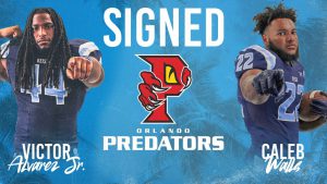 Keiser defensive lineman Victor Alvarez Jr. and wide receiver Caleb Walls have signed with the Orlando Predators of the National Arena Football League (NAL).